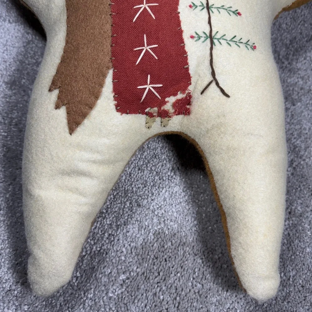 Star Pillow Cream Mustard Angel Christmas Primitive Folk Art‎